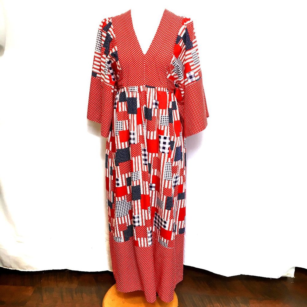 70’s Kaftan Hippie Boho Festival Maxi Dress Vtg